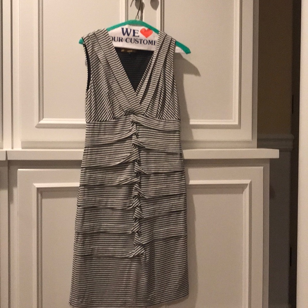 Nicole Miller black and white fitted striped dress